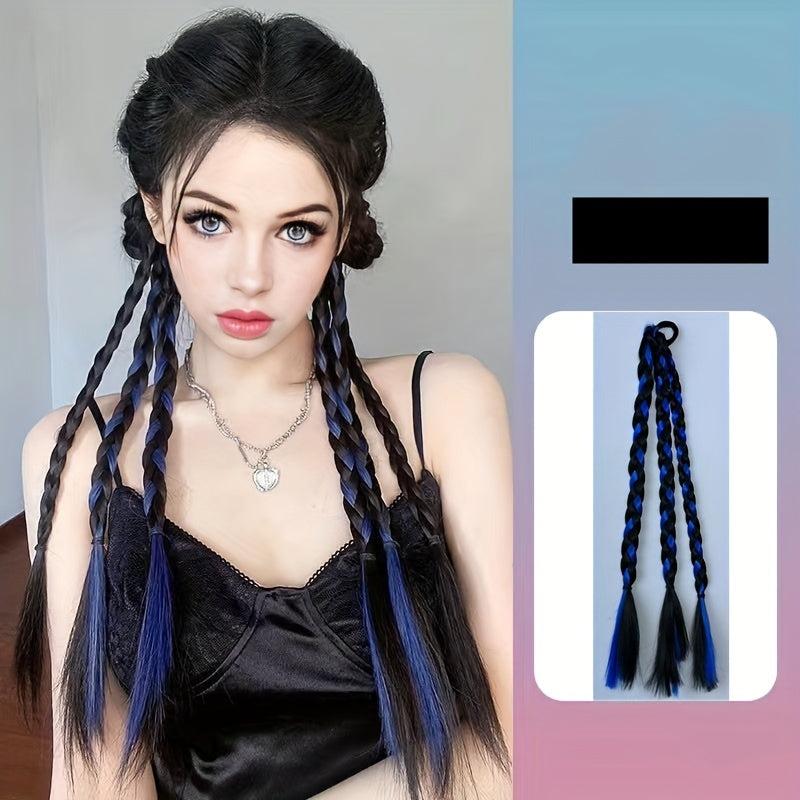 3 Strand Braid Ponytail Elastic Hair Rope Synthetic Extensions