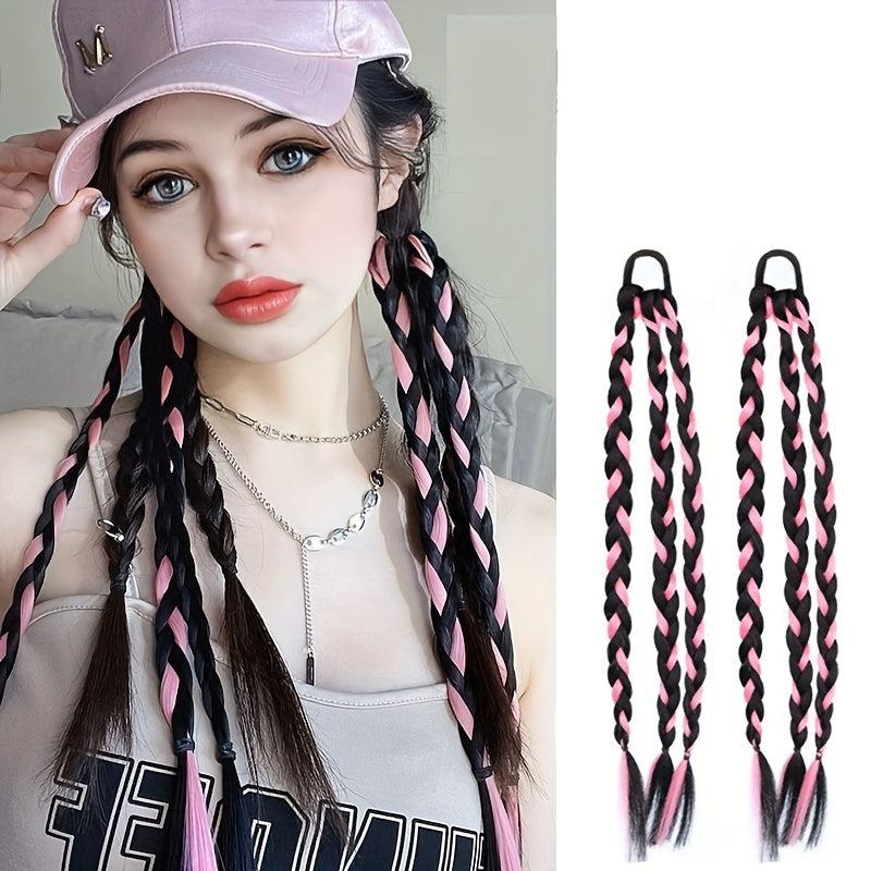 3 Strand Braid Ponytail Elastic Hair Rope Synthetic Extensions