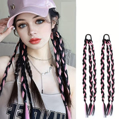 3 Strand Braid Ponytail Elastic Hair Rope Synthetic Extensions