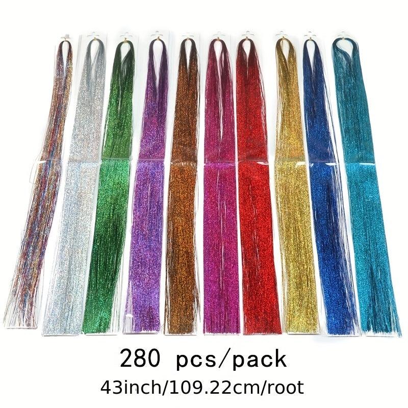 84 Cm Hair Tinsel Kit - Glitter Hair Extensions - 13 Colors