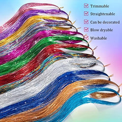 84 Cm Hair Tinsel Kit - Glitter Hair Extensions - 13 Colors