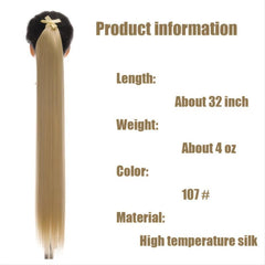 28 Cm Long Straight Clip In Ponytail Extension Synthetic Hairpiece