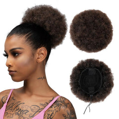 Kinky Curly Puff Drawstring Bun for Women and Girls