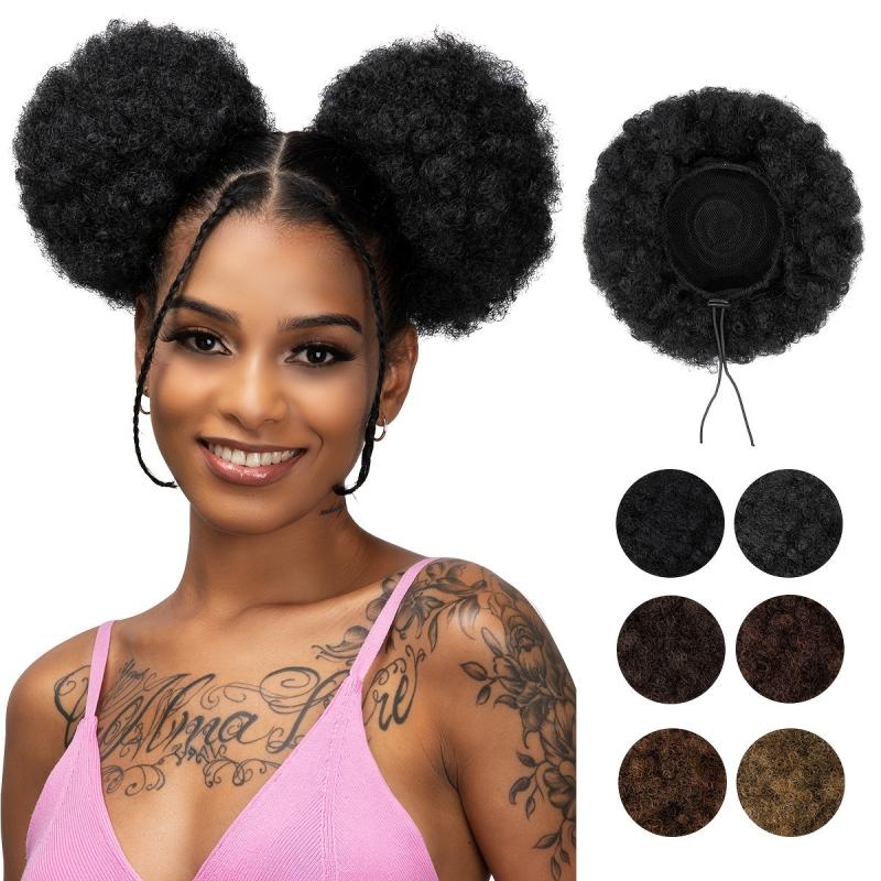 Kinky Curly Puff Drawstring Bun for Women and Girls