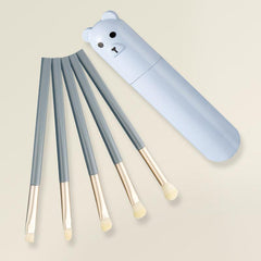 5 Piece Makeup Brush Set with Bear Storage Cartridge