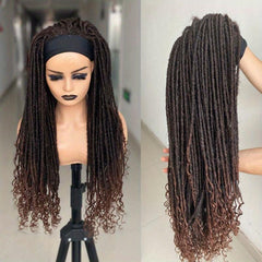Long Dreadlock Headband Wig Soft Faux Locs Synthetic Fiber