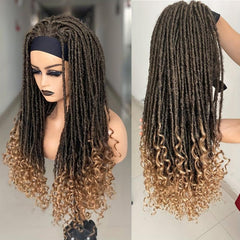 Long Dreadlock Headband Wig Soft Faux Locs Synthetic Fiber