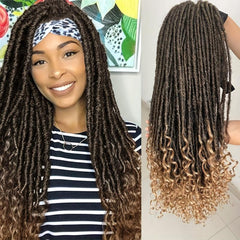 Long Dreadlock Headband Wig Soft Faux Locs Synthetic Fiber