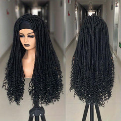 Long Dreadlock Headband Wig Soft Faux Locs Synthetic Fiber