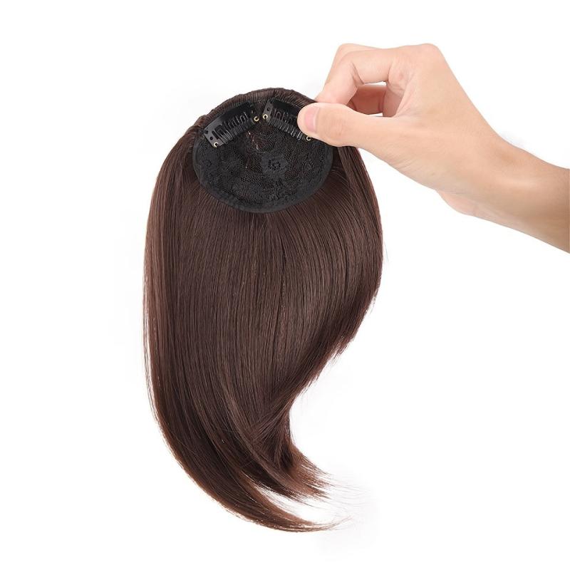 Invisible Natural Bangs Straight Clip Brown Extensions