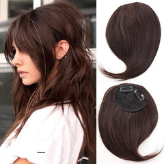 Invisible Natural Bangs Straight Clip Brown Extensions