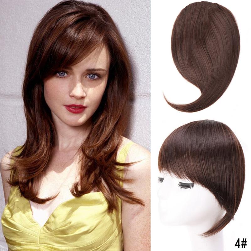 Invisible Natural Bangs Straight Clip Brown Extensions