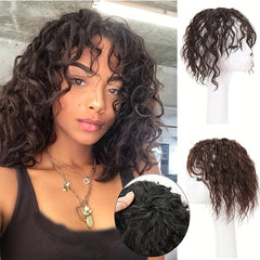 Curly Topper With Hair Bangs Synthetic Clip In Hair Extensions For Women