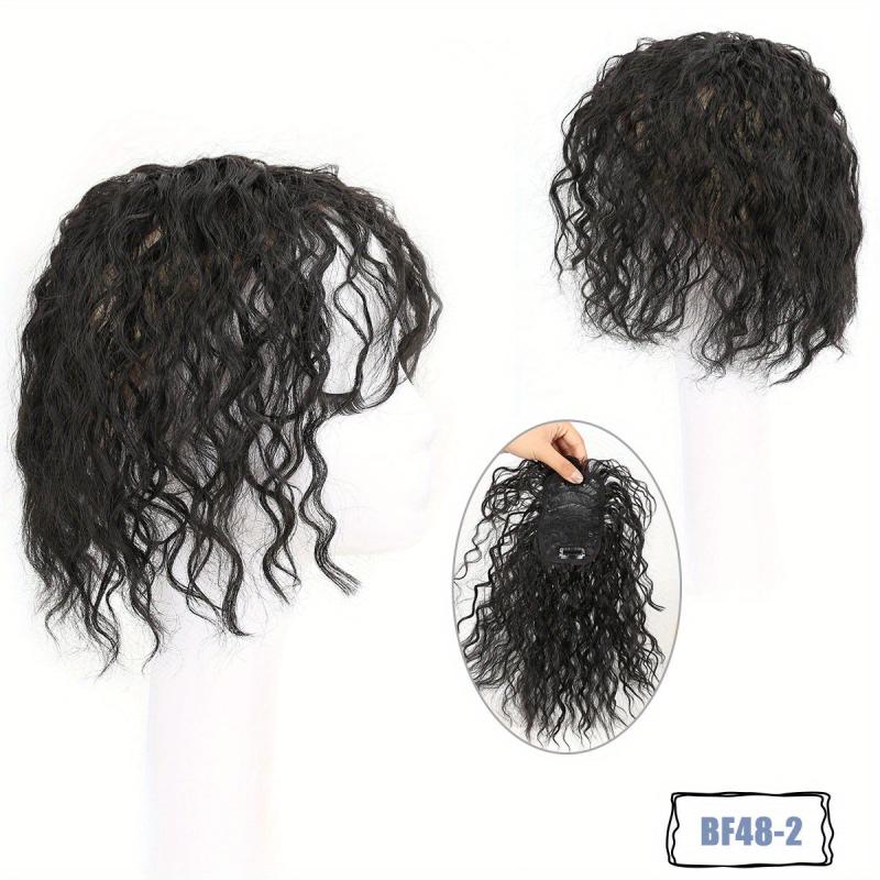 Curly Topper With Hair Bangs Synthetic Clip In Hair Extensions For Women