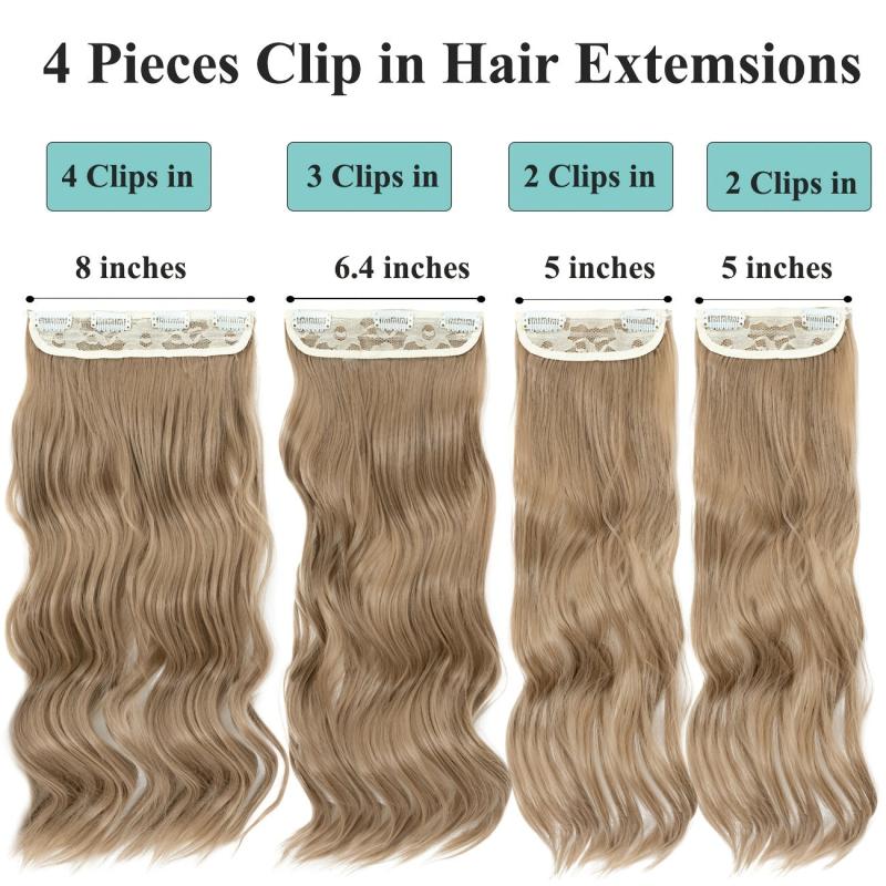 4Pcs Wavy Clip-In Hair Extensions 22in 180g