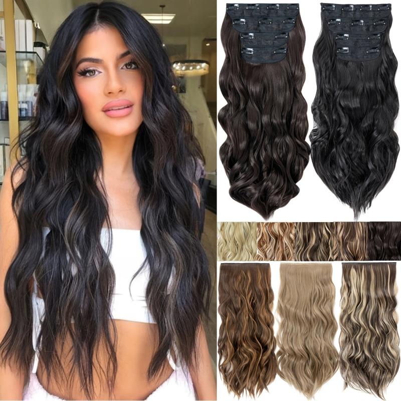 4Pcs Wavy Clip-In Hair Extensions 22in 180g