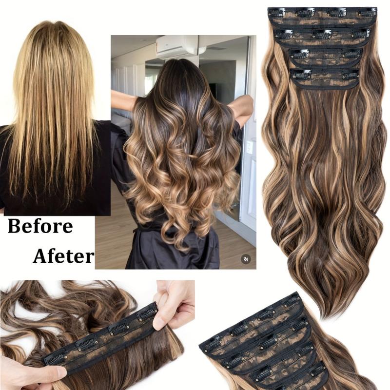 4Pcs Wavy Clip-In Hair Extensions 22in 180g