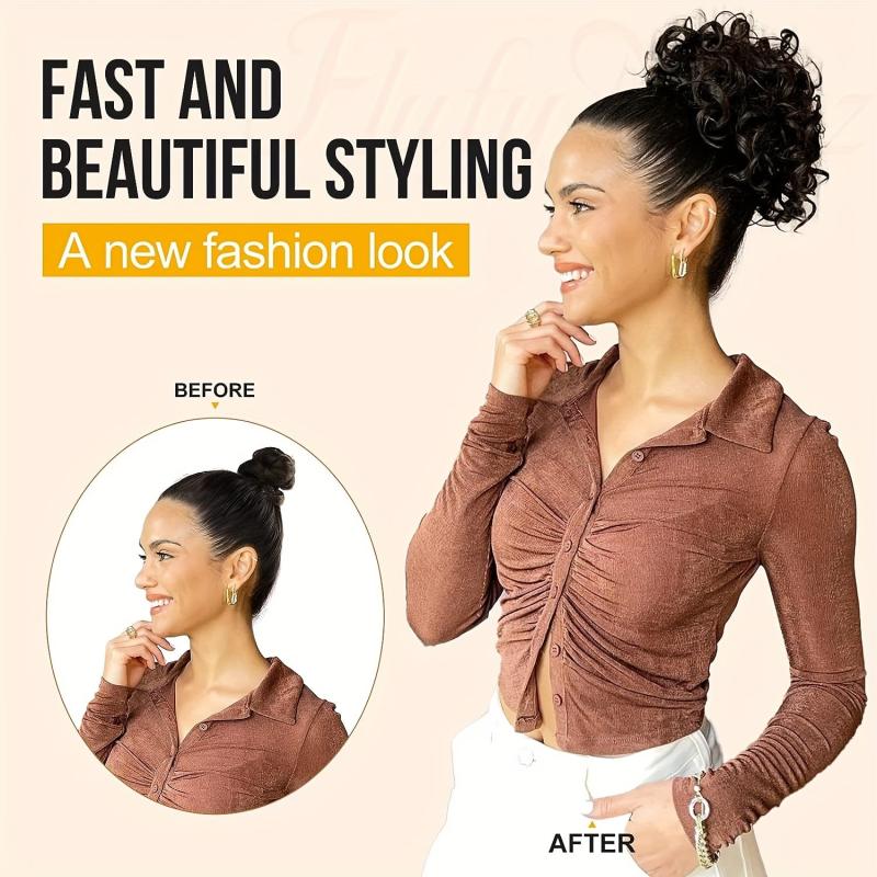 Curly Hair Bun Extension Drawstring Elastic Large Bun 70g