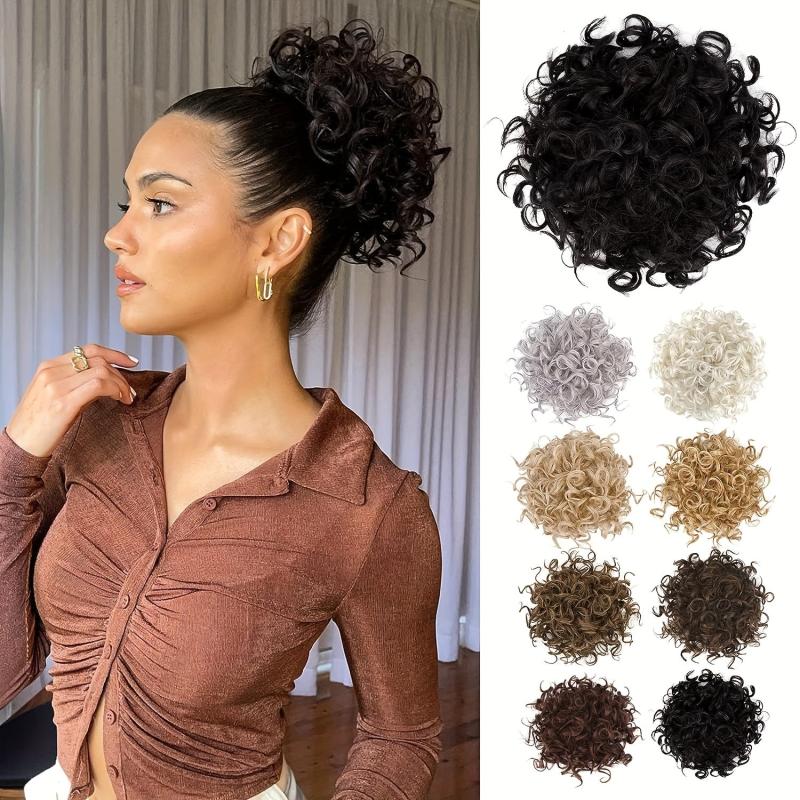 Curly Hair Bun Extension Drawstring Elastic Large Bun 70g