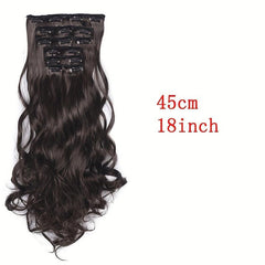 6pcs Wavy Curly Hair Extensions 16 Clip Synthetic Fiber Women