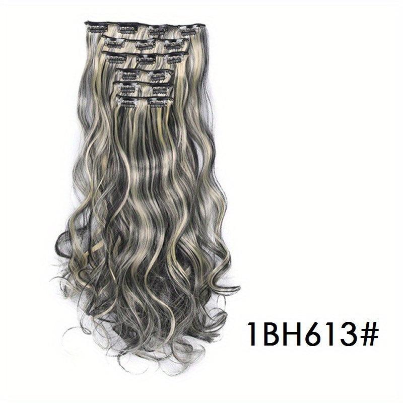 6pcs Wavy Curly Hair Extensions 16 Clip Synthetic Fiber Women