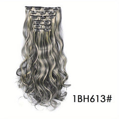6pcs Wavy Curly Hair Extensions 16 Clip Synthetic Fiber Women
