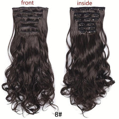 6pcs Wavy Curly Hair Extensions 16 Clip Synthetic Fiber Women
