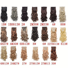 6pcs Wavy Curly Hair Extensions 16 Clip Synthetic Fiber Women