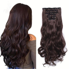 6pcs Wavy Curly Hair Extensions 16 Clip Synthetic Fiber Women