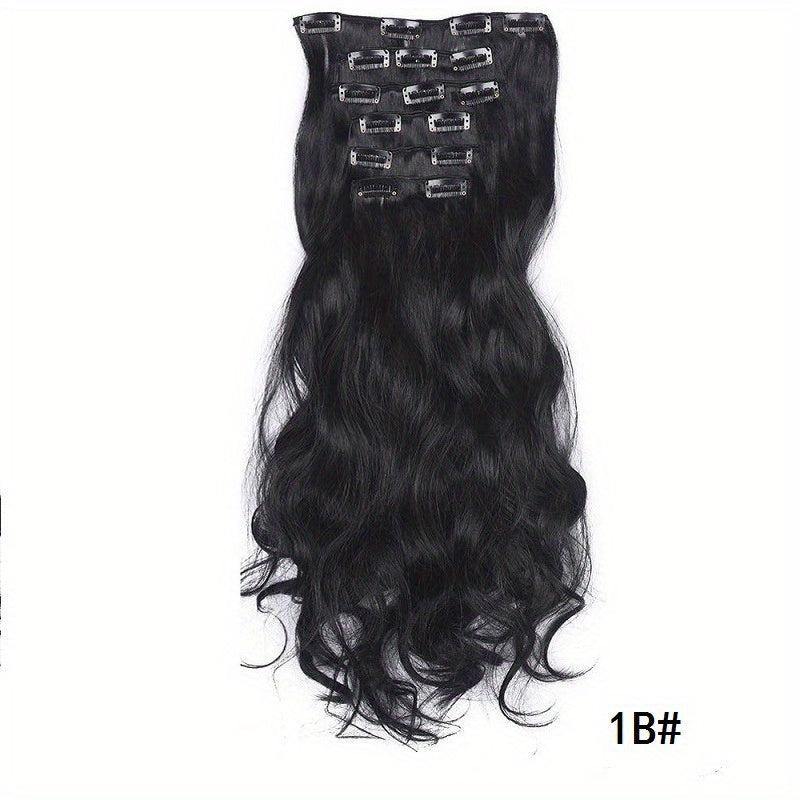 6pcs Wavy Curly Hair Extensions 16 Clip Synthetic Fiber Women