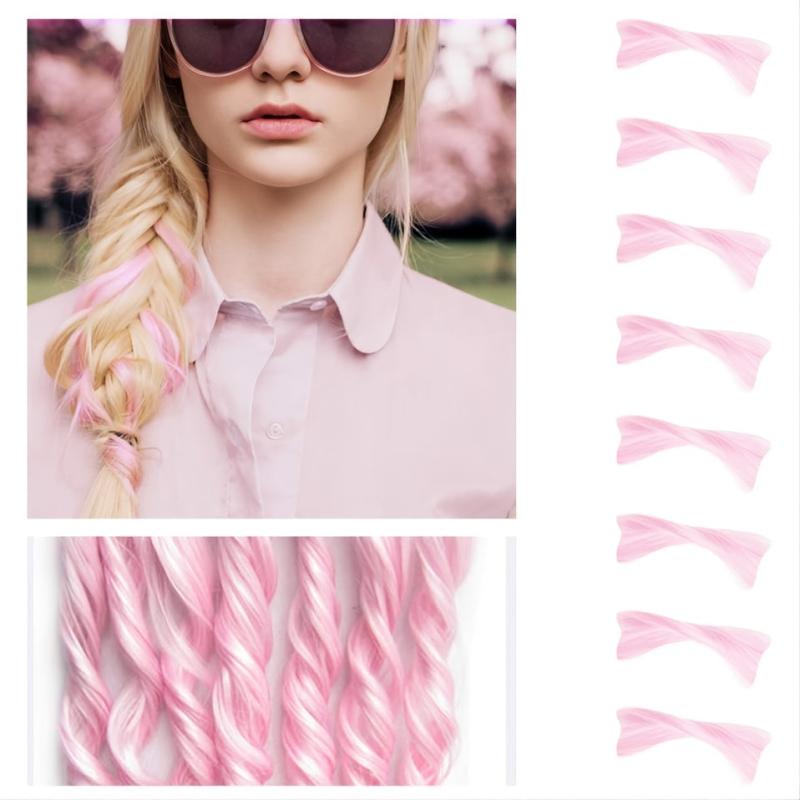 Y2K Long Curly Hair Extensions Clips Heat Resistant Wavy Colorful Hair for Party