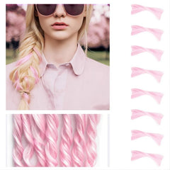 Y2K Long Curly Hair Extensions Clips Heat Resistant Wavy Colorful Hair for Party