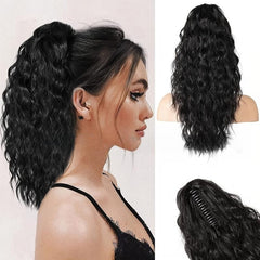 Long Curly Wavy Ponytail Extensions Synthetic Clip In Hair Extensions
