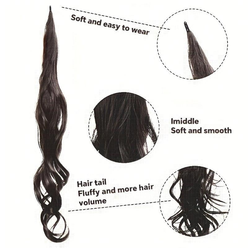 Curly Wavy Ponytail Extensions Synthetic Hair Natural Look