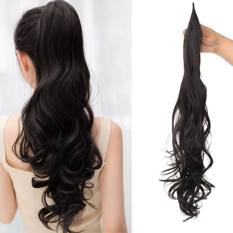 Curly Wavy Ponytail Extensions Synthetic Hair Natural Look