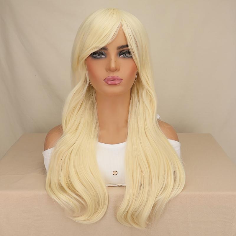Blonde Long Curly Double Ponytail Synthetic Wig With Bangs