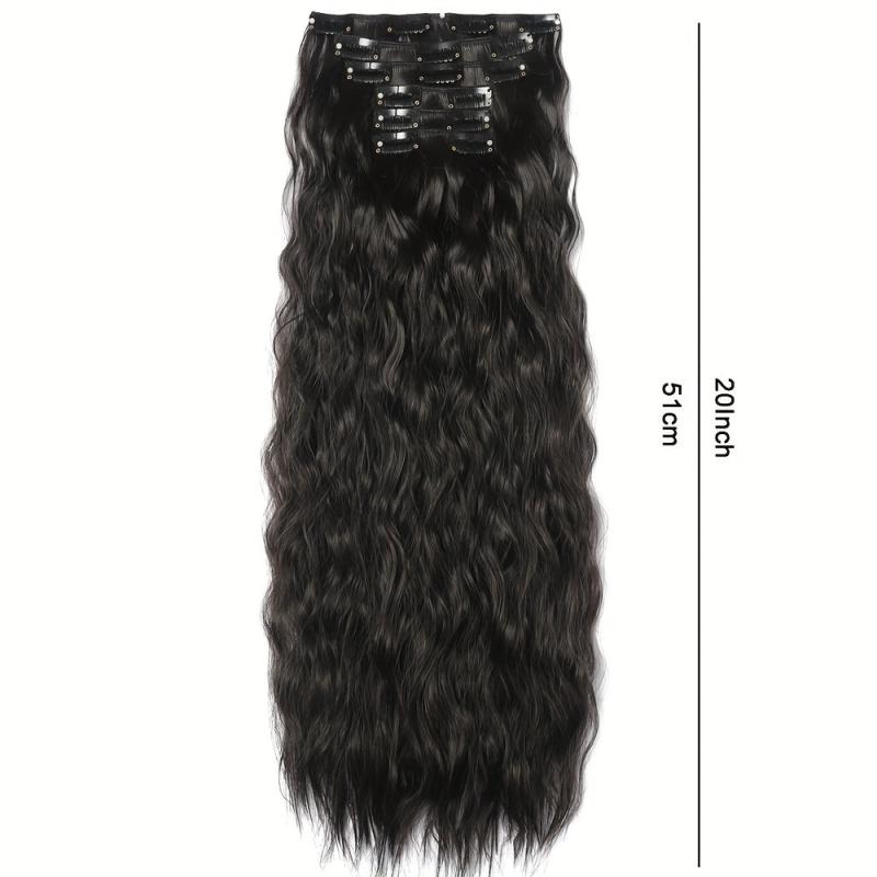 Brown Mixd Synthetic Clip On Hair Extension 6Pcs Set 50 Long Culy Hairpiece
