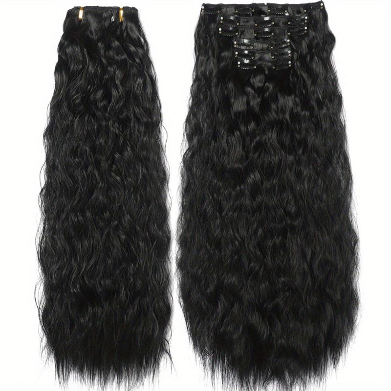 Brown Mixd Synthetic Clip On Hair Extension 6Pcs Set 50 Long Culy Hairpiece