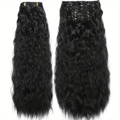 Brown Mixd Synthetic Clip On Hair Extension 6Pcs Set 50 Long Culy Hairpiece