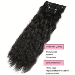 Brown Mixd Synthetic Clip On Hair Extension 6Pcs Set 50 Long Culy Hairpiece