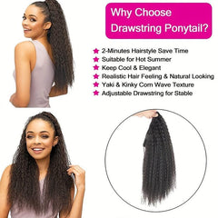 Afro Curly Ponytail Synthetic Hair Piece For Women Natural Daily Use