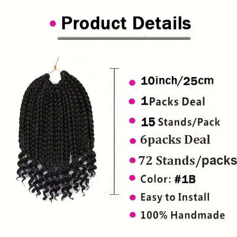 25 Bob Box Braid Crochet Hair with Curly Ends for Girls and Women