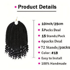 25 Bob Box Braid Crochet Hair with Curly Ends for Girls and Women