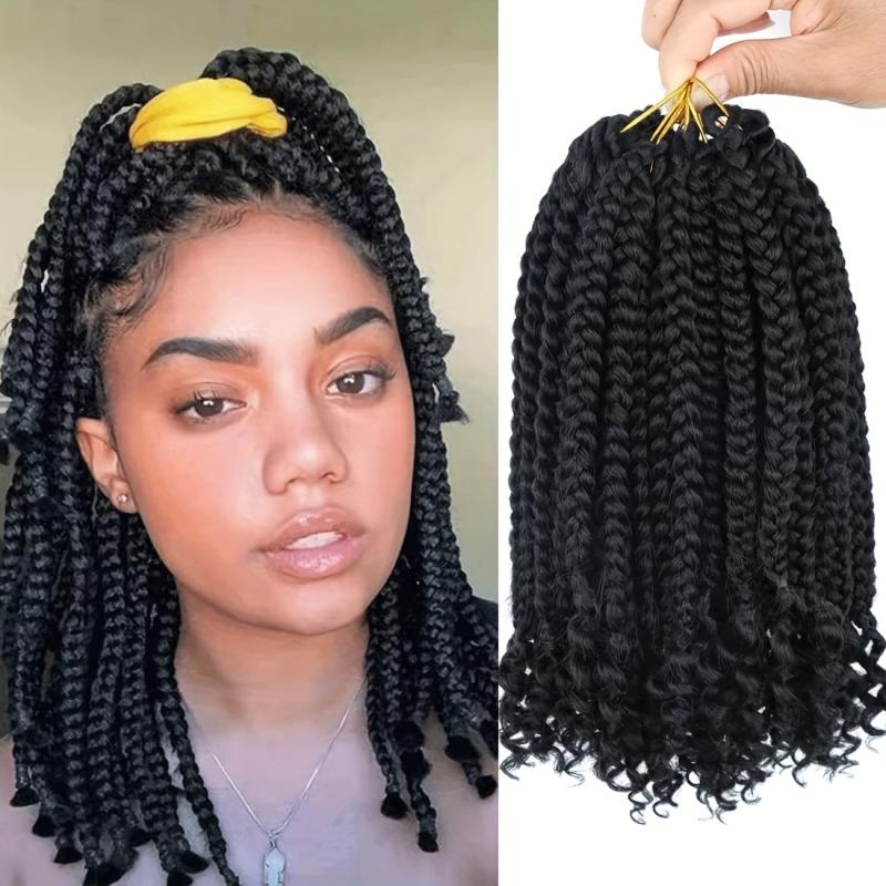 25 Bob Box Braid Crochet Hair with Curly Ends for Girls and Women