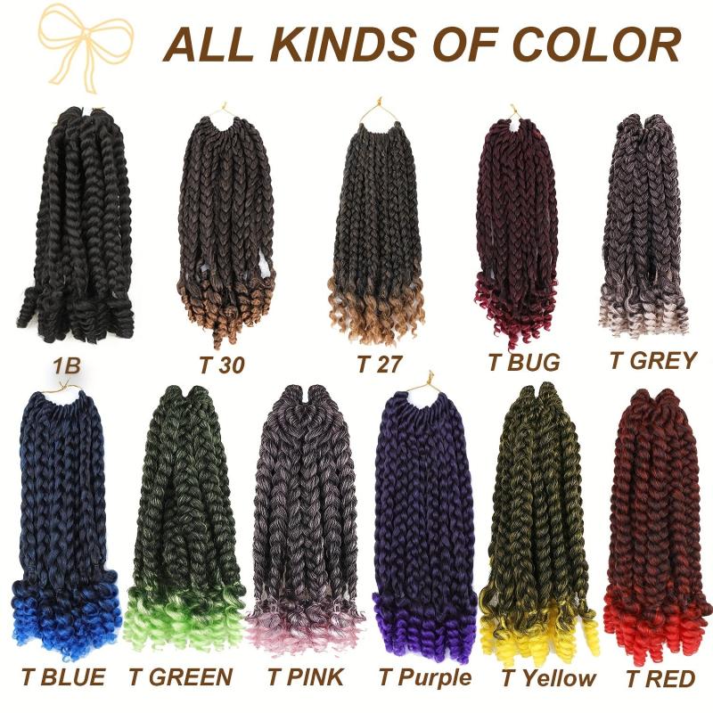 6Packs Curly Ends 25 4 Cm Box Braid Crochet Hair Synthetic