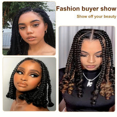 6Packs Curly Ends 25 4 Cm Box Braid Crochet Hair Synthetic
