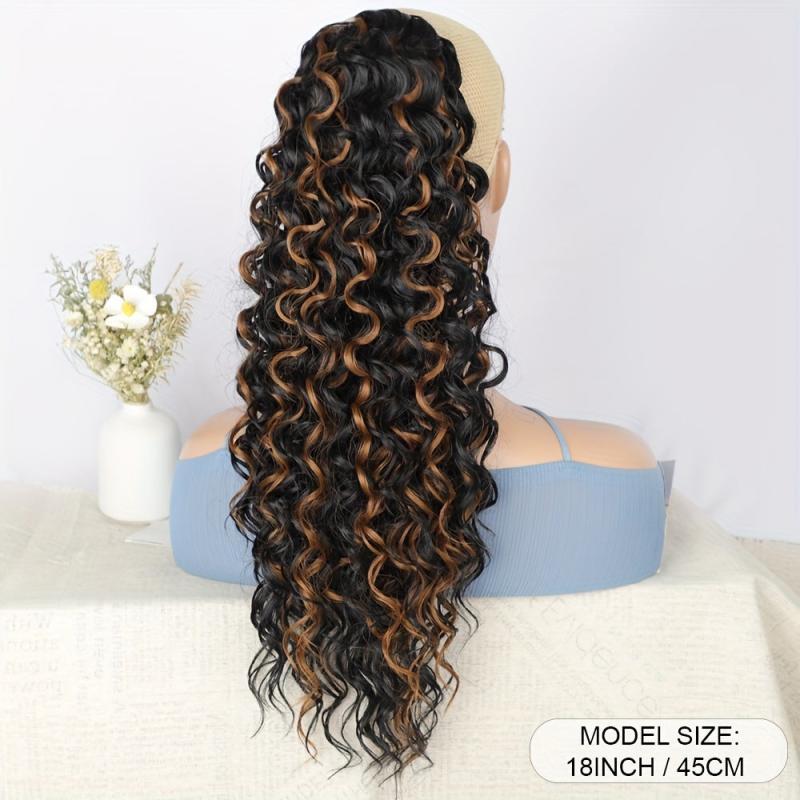 Curly Wavy Drawstring Ponytail Extension Hair Piece for Women
