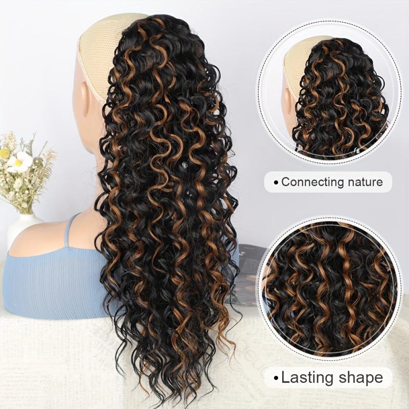 Curly Wavy Drawstring Ponytail Extension Hair Piece for Women