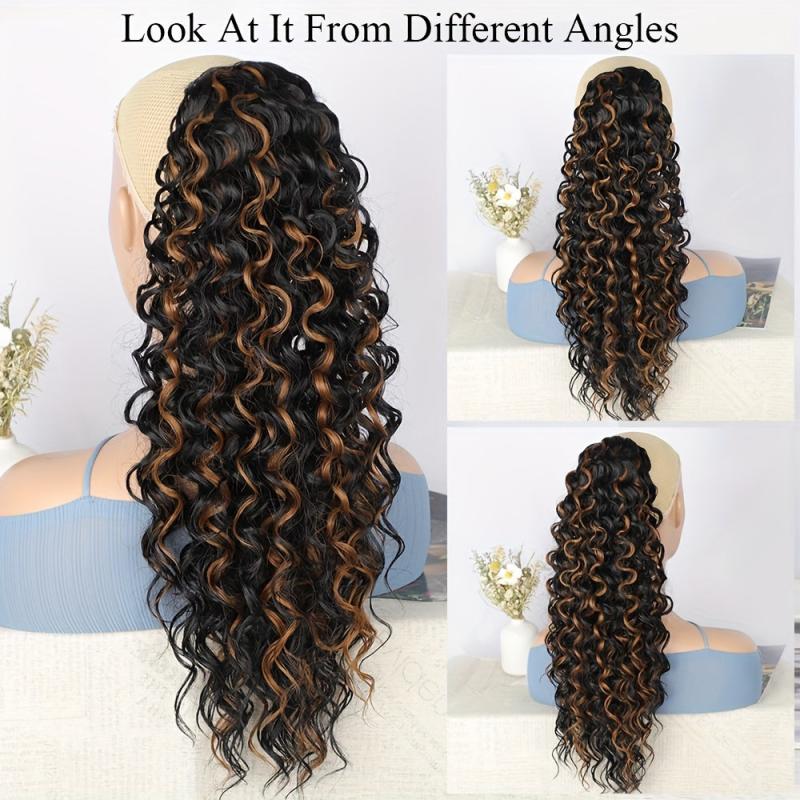 Curly Wavy Drawstring Ponytail Extension Hair Piece for Women