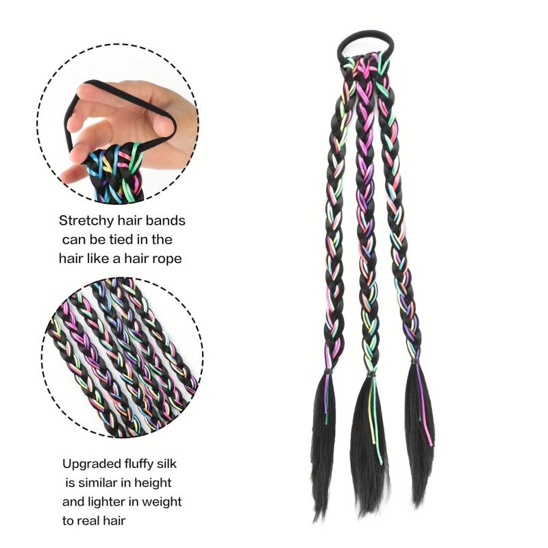 20 Inch Box Braid Ponytail Extensions With Rubber Band